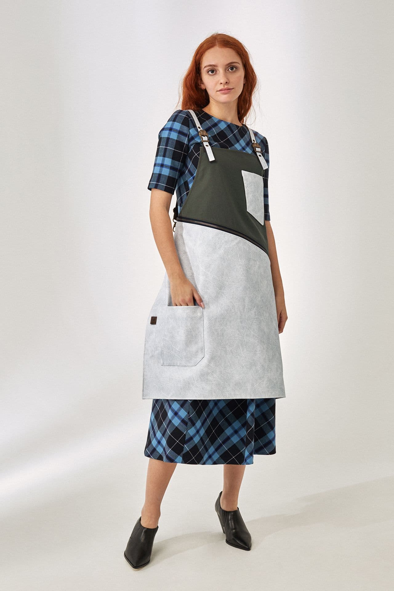 Молния Фартук Кожзам, канвас Фартук Зелёный