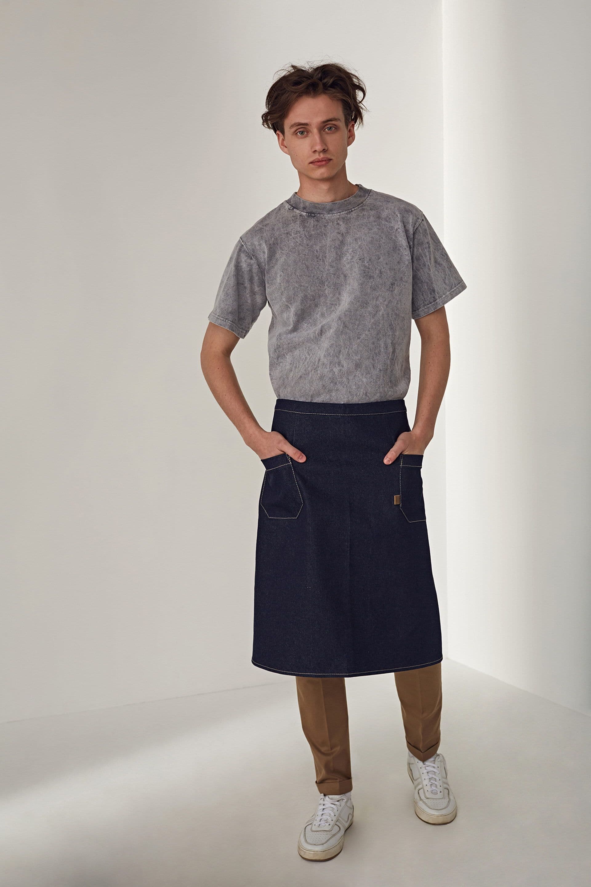 Прямой Фартук Джинса Фартук Синий