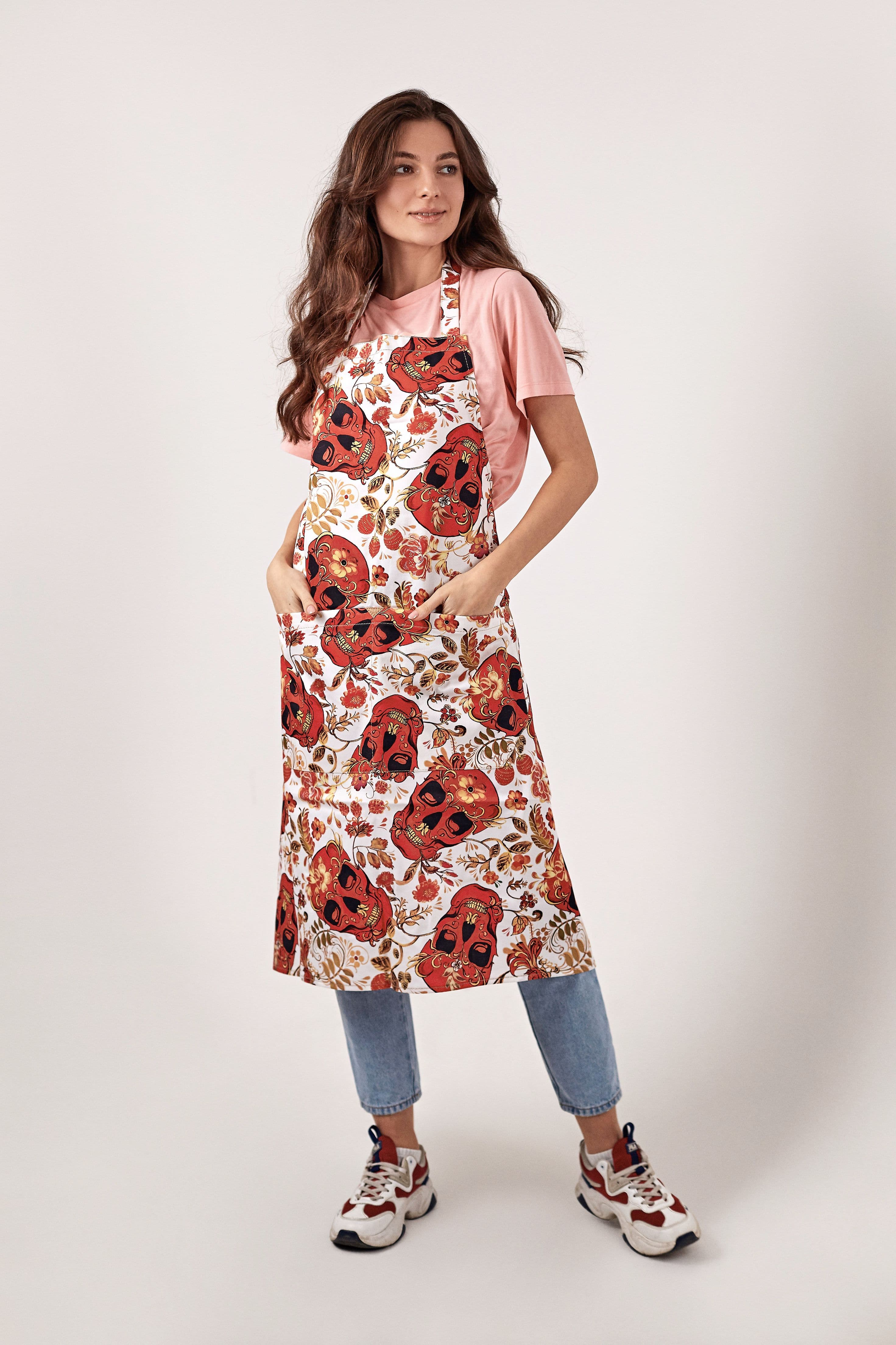 Шеф Принт Фартук Хлопок Фартук Хохлома белый