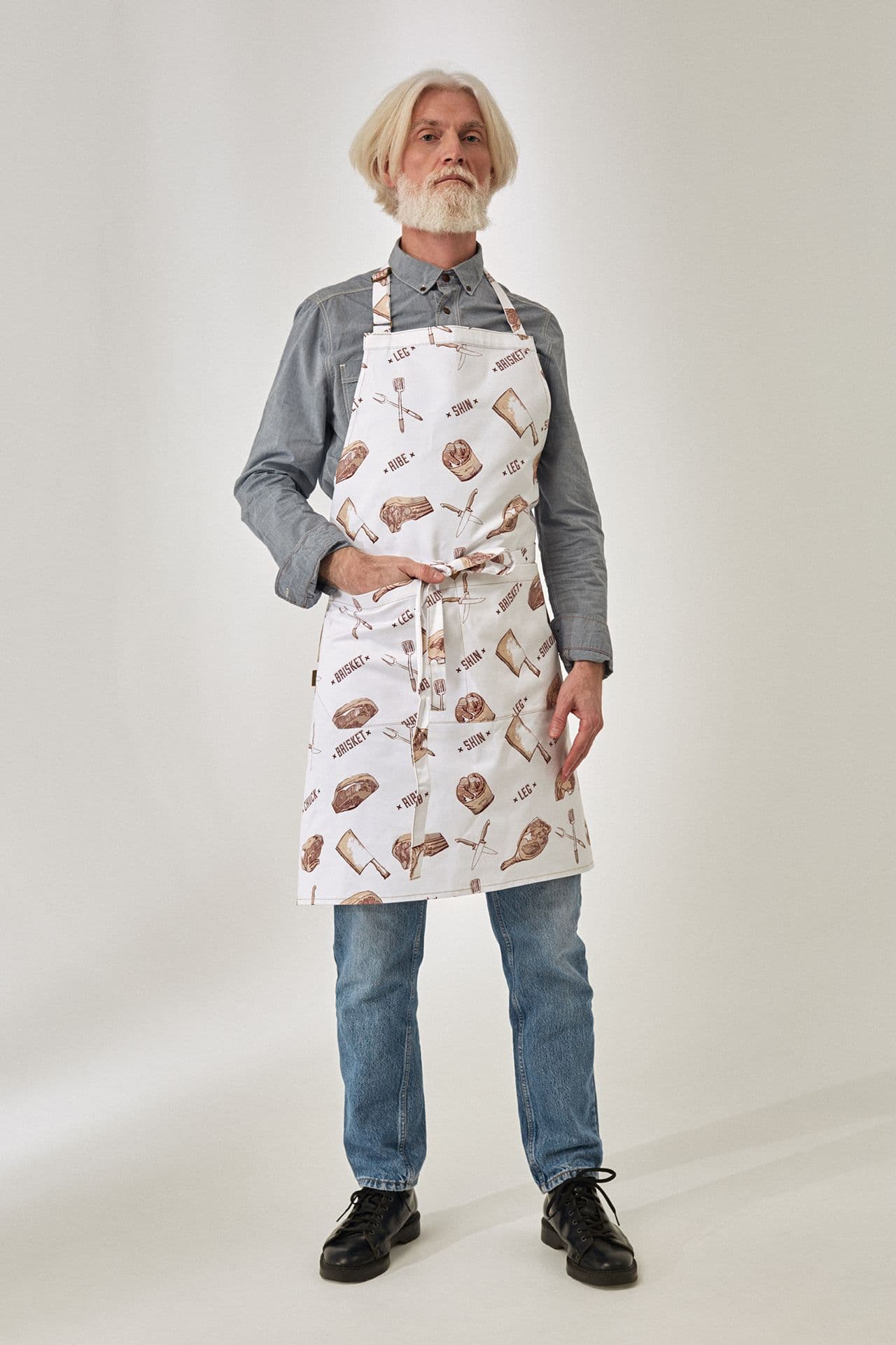 Шеф Принт Фартук Хлопок Фартук Мясо белый
