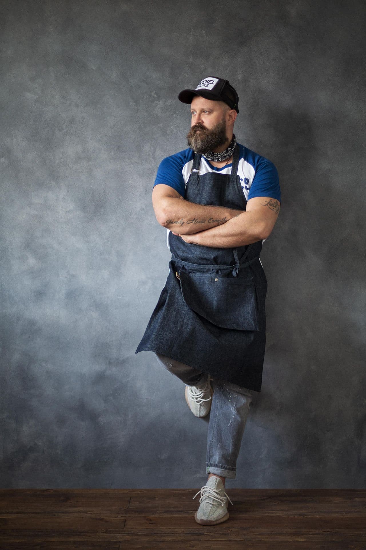 Сибуй Фартук Джинса Фартук Синий