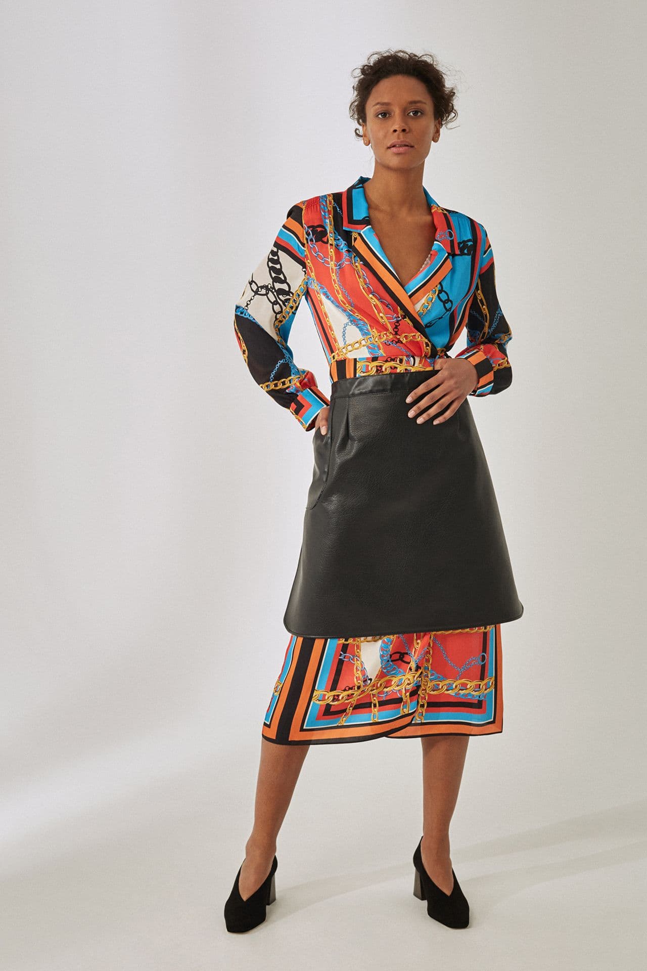 Стюард Фартук Кожзам Фартук Чёрный