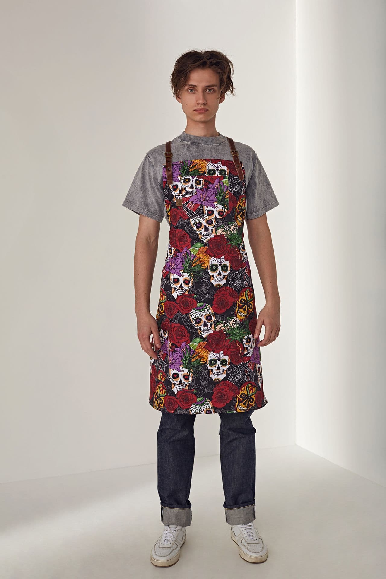 Примо Принт Фартук Хлопок Фартук Череп чёрный